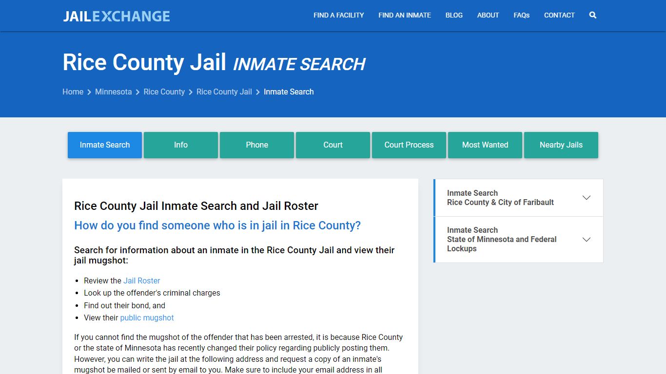 Inmate Search: Roster & Mugshots - Rice County Jail, MN